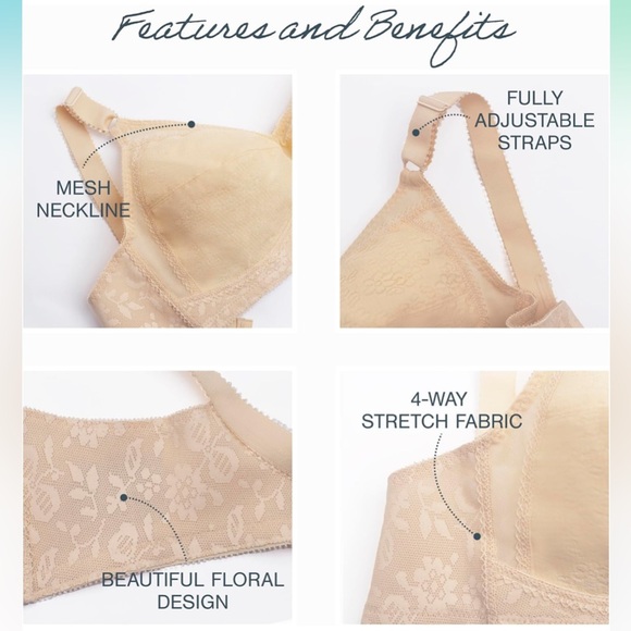 Playtex Women's 18-Hour Sensational Support Wireless Full-Coverage Bra(NWT)44d - Picture 5 of 6